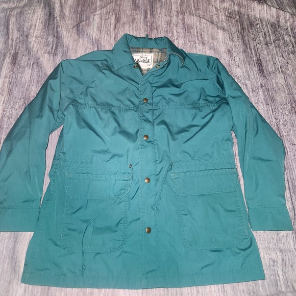 Woolrich Jackets & Blazers - Vintage Woolrich Woman Green Field Jacket Wool Lined Barn Coat Size M